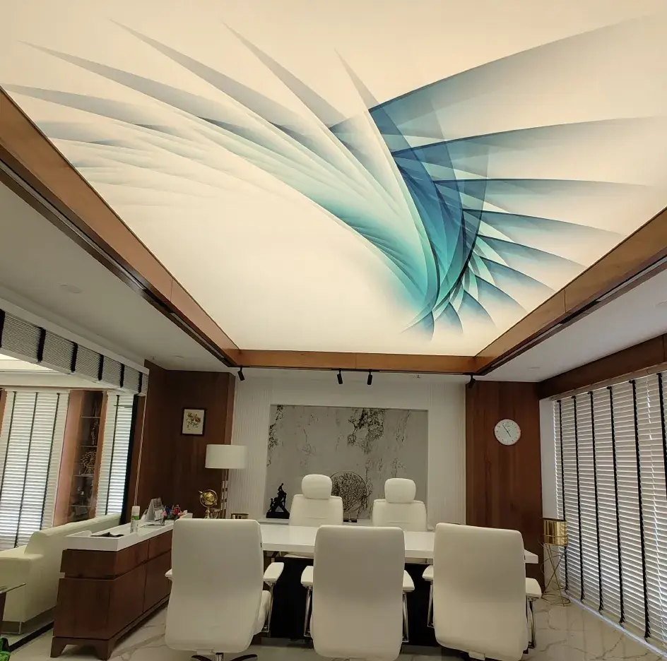 Printed stretch ceiling in a boardroom